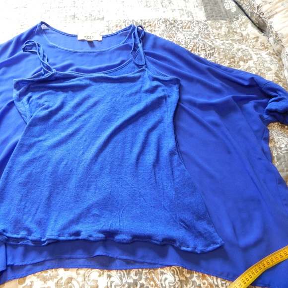 1X Blue Batwing Oversized Flattering Top - Picture 4 of 8